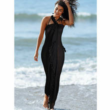 Fashion Women Summer Swimwear Bikini Cover Up Beach Maxi Long Wrap Skirt Sarong Dress Black and White 2024 - buy cheap