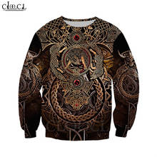CLOOCL-Sudadera con capucha para hombre, camisa con estampado 3D de tatuaje de guerrero vikingo, informal, con cremallera, nueva moda 2024 - compra barato