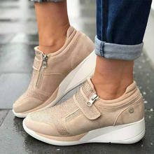 Zapatos de cuña informales con diamantes de imitación para mujer, zapatillas gruesas de suela gruesa, deportivas para exteriores, talla grande, 2020 2024 - compra barato