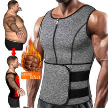 Colete para treino de cintura para homens, colete sauna ajustável para treino de cintura com zíper, roupa modeladora em neoprene 2024 - compre barato