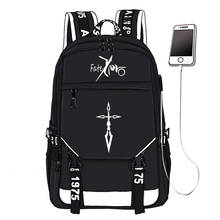 Mochila fate grand ordem saber fgo, mochila de viagem unissex interface usb para laptop, mochila de lona para livros escolares 2024 - compre barato