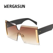 Smartgasun óculos de sol feminino, tamanho grande, sem aro, quadrado, de marca, armação reta, peça única 2024 - compre barato