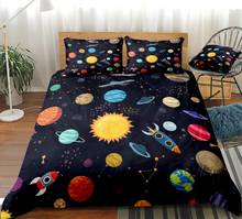 Galaxy Duvet Cover Set Cartoon Planet Bedding Set Galaxy Bed Linen Kids Teens Beds Set Starry Home Textile Microfiber Bedclothes 2024 - buy cheap