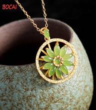 Real S925 Silver Hetian Jade Jasper Windmill Pendant Fashionable Simple Women's Rotatable 2024 - buy cheap