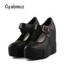 Cyabmoz Genuine Leather Carving Women height increasing Shoes Hidden High heels Woman Pumps Party Ladies Shoes Zapatos mujer 2024 - buy cheap