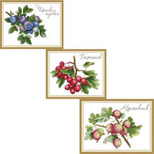 Joy Sunday Cross Stitch Blueberry Hawthorn Fig Fruit Patterns 14CT 11CT Counted Printed Fabric Embroidery Thread Needlework Sets 2024 - buy cheap