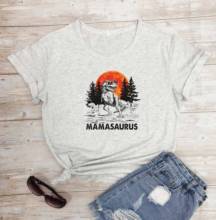 Camiseta con estampado de dinosaurio MAMASAURUS para mujer, ropa de algodón puro informal hipster vintage, regalo para los días de la madre, camisetas de Arte de estilo callejero 2024 - compra barato