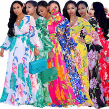 Summer Ladies Fashion Dress Women Casual Long Maxi Print Chiffon Boho Sexy V NecK Summer Beach Party Dress Plus Size Vestidos 2024 - buy cheap