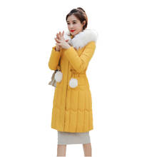 Casaco de inverno feminino, jaqueta de algodão slim fit para mulheres, sobretudo grosso de algodão com gola de pele 2024 - compre barato