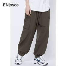 Vintage verde Harajuku Pantalones Casual para hombre Hip Hop Loose pantalones Cargo para hombre bolsillos pantalón de chándal pantalones Streetwear 2024 - compra barato