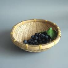 Natural Bamboo Basket Hand-woven Round Fruit Basket Kitchen Drain Basket For Serving Fruit Snack Bread Vegetable 2024 - buy cheap