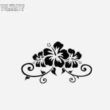 Volkrays Creative Car Sticker Originality Hibiscus Mutually Bloomingr Accessories Waterproof Vinyl Decal Black/Silver,9cm*16cm 2024 - buy cheap