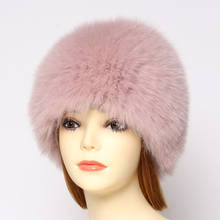Winter Russian Women 100%Natural Real Fox Fur Hat Lady Quality Warm Genuine Fox Bomber Hats Brand Fashion Real Fox Fur Cap 2024 - buy cheap