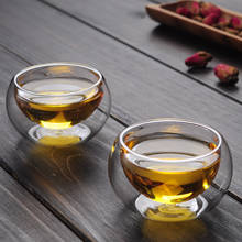 Taza de té de vidrio transparente, vaso de doble pared resistente al calor, 6 uds., 50ml, para té Puer floreciente, 357g 2024 - compra barato