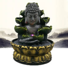 Estatua de Buda de resina, artesanía de la suerte Feng Shui, paisaje acuático interior, adornos de fuente de agua, decoración de escritorio de oficina y hogar 2024 - compra barato