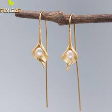 Flyleaf Nature Freshwater Pearls Earings Fashion Jewelry Gold Drop Earrings For Women Real 925 Sterling Silver Fine Jewelry 2024 - buy cheap