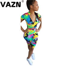 VAZN-Conjunto de 2 piezas formado por Top de manga corta y pantalón corto, chándal ajustado, para mujeres jóvenes, uso diario, 2020 2024 - compra barato