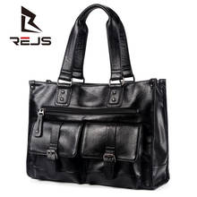 REJS LANGT 2021 New Pu Leather Handbag Men Multi-Pocket Design Handbags Vintage Tote Bag Large Capacity Casual sacoche homme 2024 - buy cheap