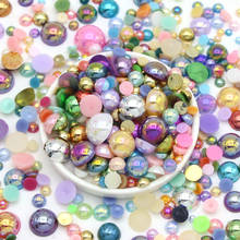 Cuentas de perlas semiredondas para decoración de uñas, cabujones de resina para manualidades, imitación AB, 20 g/bolsa 2024 - compra barato