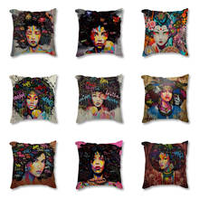 HD Print African Abstract Portrait Cotton Linen Cushion Cover Afro Women Poster Throw Pillow Case Square Pillowcase for Sofa 2024 - buy cheap