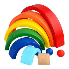 Baby Toys Rainbow Stacker Wooden Toys For Kids Creative Rainbow Building Blocks Montessori Educational Toy Children 7PCS 2024 - buy cheap
