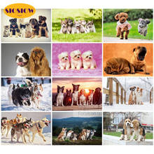 Pintura família cães 5d diy imagem de diamante completa quadrado broca resina 3d dipor mosaico animal diamante bordado venda ponto cruz 2024 - compre barato