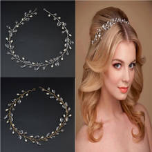 Fashion Crystal Wedding Hair Accessories Headband Simulated Pearl Bridal Vine Hairbands Crown Headpiece Bride Women's Jewelry 2024 - buy cheap