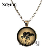 Zdying New Arrival Night Moon Tree Silhouette Pendant Necklaces Glass Photo Cabochon Charm Chain Choker For Women Jewelry SH016 2024 - buy cheap