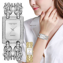 Relógio feminino com corrente retangular, relógio de pulso casual aço inoxidável quartzo 2024 - compre barato