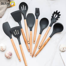 Silicone Cooking Utensils Set Kithcen Non Stick Spatula Shovel Soup Spoon Wooden Handle Heat Resisant 9 Pieces Cooking Tools set 2024 - buy cheap