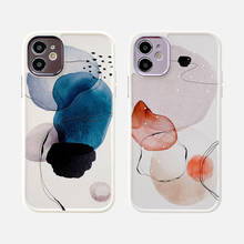 Arte geométrica aquarela caso de telefone para o iphone 11 12 pro xs max x xr 7 8 plus se 2020 silicone macio fosco completa capa traseira coques 2024 - compre barato