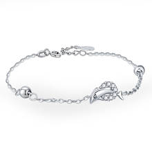 Pulseira fashion de golfinho 100%, bracelete de prata esterlina 925 para mulheres e meninas, joias charmosas por atacado 2024 - compre barato