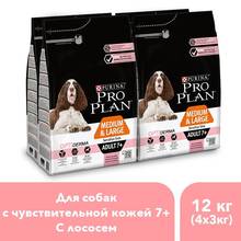 Dry food Pro Plan for adult (7+) dogs of medium and large breeds with sensitive skin, OPTIDERMA complex, salmon and rice. 12 kg 2024 - buy cheap