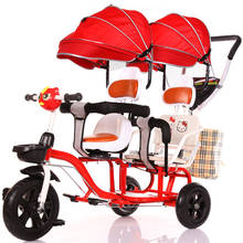 2019 New Children's Double Tricycle Stroller Baby Stroller Twin Baby Carriage Pushchair Cart Pneumatic Wheel1-6Y 2024 - buy cheap