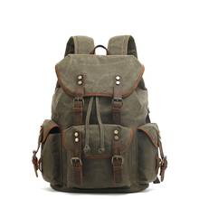 M399 New Multifunction Canvas Backpacks Unisex Oil Wax Canvas Leather Travel Backpack Large Waterproof Daypacks Retro Bagpack 2024 - buy cheap