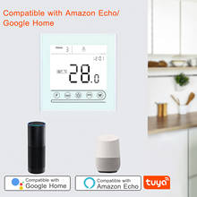 Termostato inteligente com wifi, controlador de temperatura programável para caldeira de água elétrica, aquecimento para alexa, google home, tela sensível ao toque 2024 - compre barato