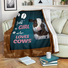 Farm Just A Girl Who Loves Cows-Manta de lana impresa en 3d para camas, senderismo, Picnic, colcha gruesa de moda, manta de Sherpa 2024 - compra barato