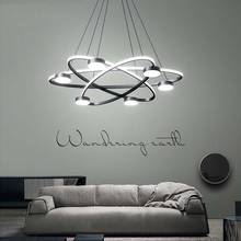 Modern LED Chandelier Lights For Living Room Dining Room Bedroom Black Round Rings Indoor Lighting Hanging Lamps Chandeliers 2024 - buy cheap