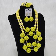 Dubai jewelry Set Yellow Nigerian beads necklace Jewelry Set Balls Christmas Jewellery Set Free Shipping African Wedding Beads 2024 - buy cheap