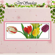 Free Ship Gorgeous Tulips Counted Cross Stitch flowers Cross Stitch 11CT 14CT Cross-Stitch Kits Handmade Embroidery Needlework 2024 - buy cheap