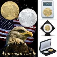 WR USA American Silver Eagle Coins Collectibles with Box Liberty Bald Gold Plated Eagle Commemorative Coins Set Dropshipping 2024 - buy cheap