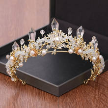 Baroque Crystal Crown Bridal Hair Accessories Wedding Headpiece Rhinestone Pearl Tiara Gold Bridal Crown Hair Ornaments Jewelry 2024 - buy cheap