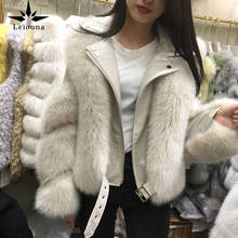 Женская короткая куртка на молнии Leiouna, зимняя куртка с натуральным лисьим мехом, модель One Fur, верхняя одежда, зима 2020 2024 - купить недорого
