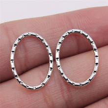 20pcs 15x20mm Carved Oval Circle Connector Charms Pendant DIY Jewelry Findings Antique Silver Color 2024 - buy cheap