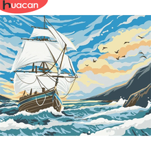 HUACAN DIY Pictures By Number Sailboat Landscape Kits Home Decor Painting By Numbers Sea Drawing On Canvas HandPainted Art Gift 2024 - buy cheap