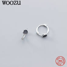 Woozu real 925 prata esterlina coreano redondo preto zircon hoop brincos para mulheres aniversário de casamento adolescente requintado jóias presente 2024 - compre barato