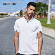 KUEGOU Cotton extension Men 's short sleeve Polo shirt clothes simple summer poloshirt men slim lapel shirts  top size ZT-3392 2024 - buy cheap