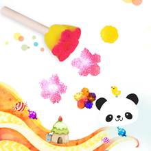 5 pçs/set DIY Esponja Pintura Grafite Escovas para Desenho Crianças Brinquedos De Madeira do jardim de Infância Precoce Educacional Esponja Pincel de Pintura 2024 - compre barato