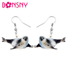 Bonsny Acrylic Cute Ocean Sea Lion Earrings Drop Dangle Sea Animal Jewelry For Women Girl Kids Charms Gift Accessories Hot Sales 2024 - buy cheap