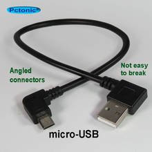 Cabo pctônico micro-usb para cotovelo, para banco de energia, conectores em ângulo reto, curto de dados, tipo macho-a usb para micro macho 2024 - compre barato